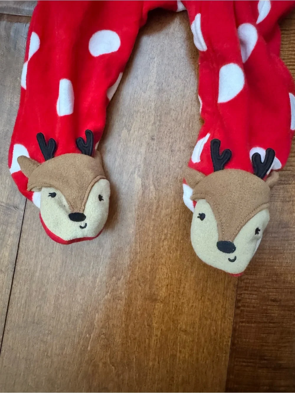 Carter's Red Polka Dot Reindeer Footed One-Piece